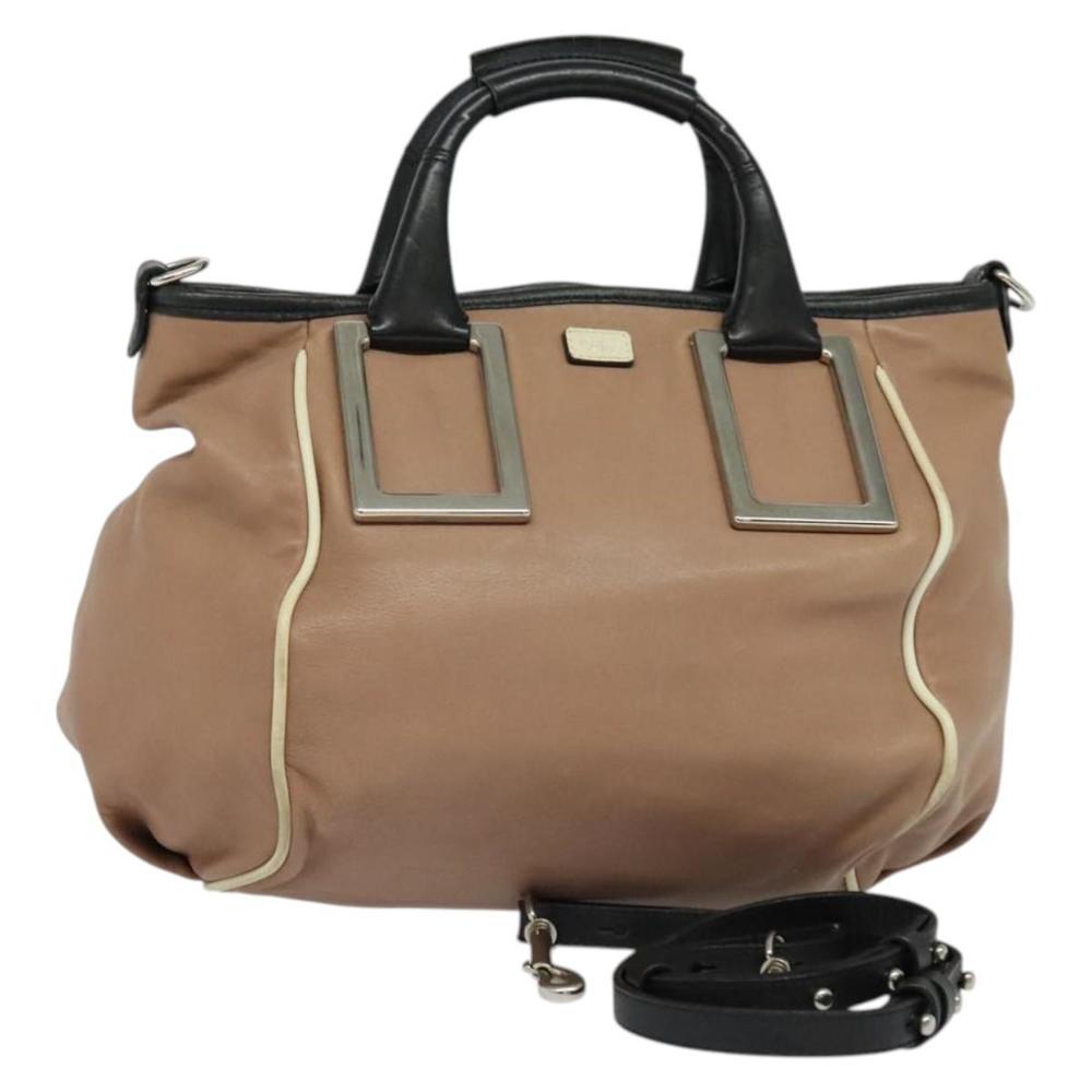 Chloe Etel Hand Bag Leather 2way Pink Silver Auth BA4166